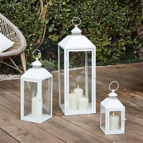 White Outdoor Metal Lantern 